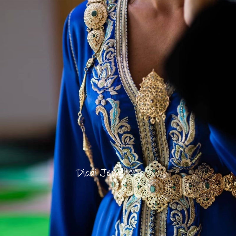 Morocco Chic Caftan Belts Full Rhinestones Hollow Flower Design