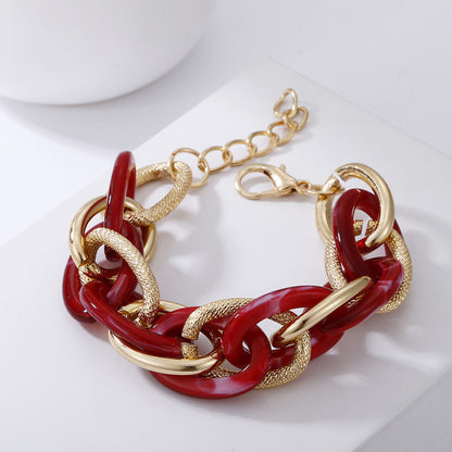 Acrylic Resin Bracelets Bangles Chunky Thick Twisted Bracelets on Hand Female