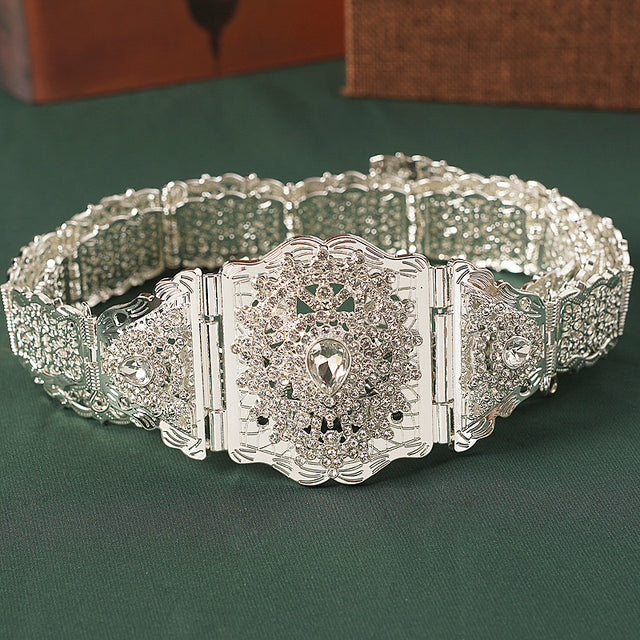 Robe Wedding Belt Long Chain Shaped Rhinestone Bridal Jewelry Belt