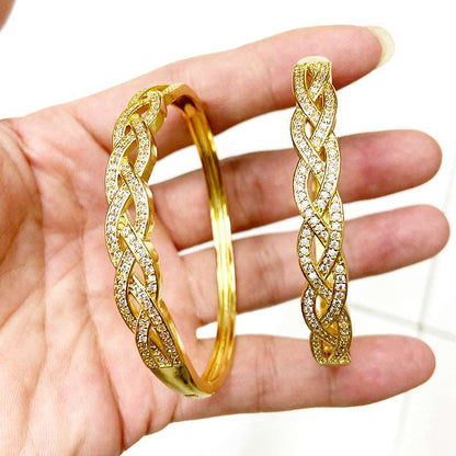 5 Pcs18K gold Plated  Jewelry bangle Pave Zircon for women