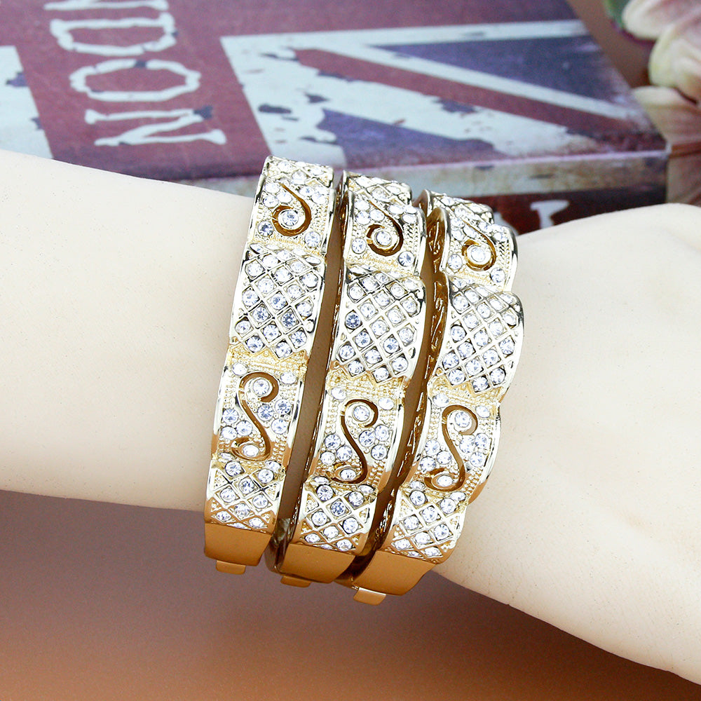Jewelry Gold Bangle Algeria Morocco Women Bracelet Crystal Wedding