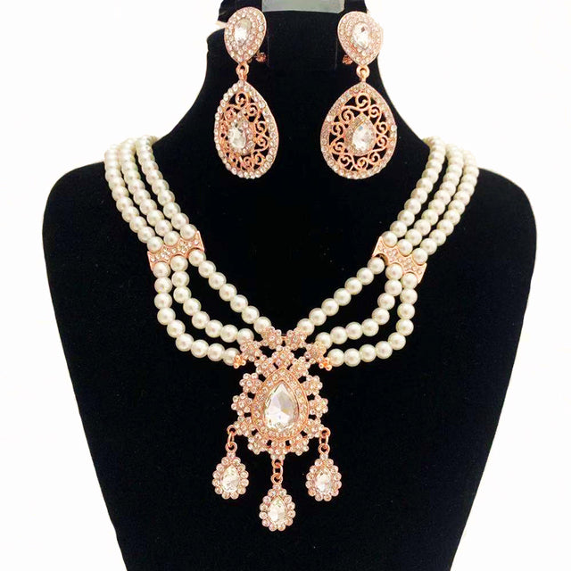 Moroccan Women Pearl Earrings Pearl Necklace Waist Chain