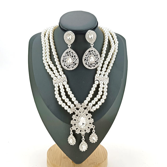 Moroccan Women Pearl Earrings Pearl Necklace Waist Chain