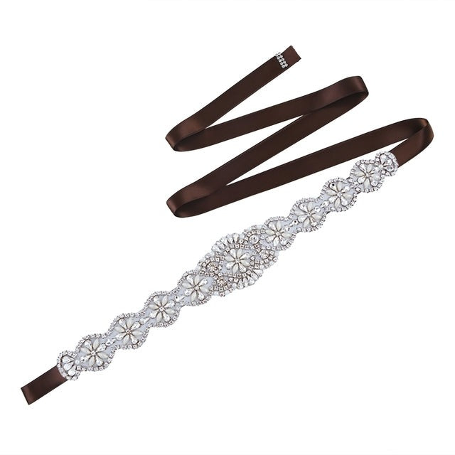 Luxury Bridal Belt Shiny Rhinestone Pearl  Sashes Wedding Accessories
