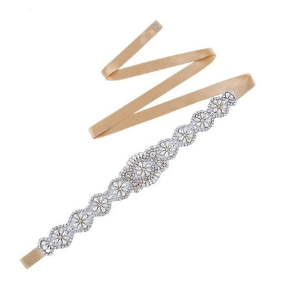 Luxury Bridal Belt Shiny Rhinestone Pearl  Sashes Wedding Accessories