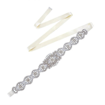 Luxury Bridal Belt Shiny Rhinestone Pearl  Sashes Wedding Accessories