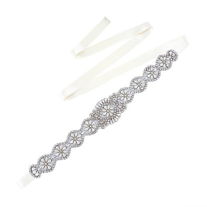 Luxury Bridal Belt Shiny Rhinestone Pearl  Sashes Wedding Accessories