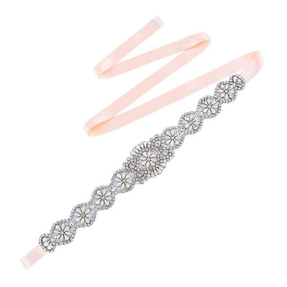 Luxury Bridal Belt Shiny Rhinestone Pearl  Sashes Wedding Accessories