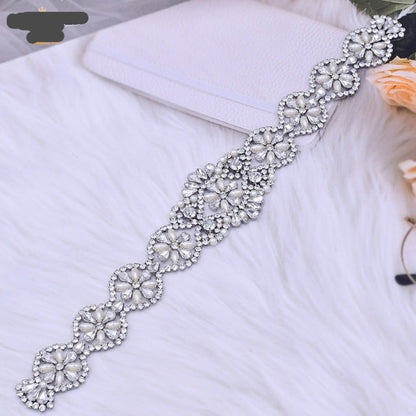 Luxury Bridal Belt Shiny Rhinestone Pearl  Sashes Wedding Accessories