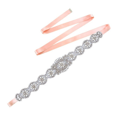 Luxury Bridal Belt Shiny Rhinestone Pearl  Sashes Wedding Accessories