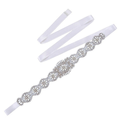 Luxury Bridal Belt Shiny Rhinestone Pearl  Sashes Wedding Accessories