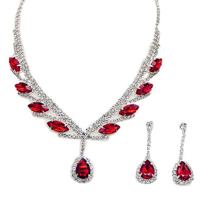 Bridal Necklace Earrings Water Drop-shaped Rhinestone Jewelry