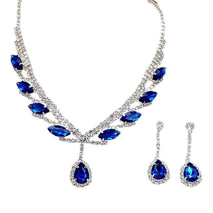 Bridal Necklace Earrings Water Drop-shaped Rhinestone Jewelry