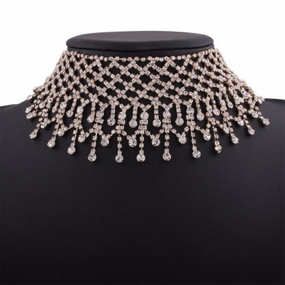 Multilayers Tassel Rhinestone Choker Statement Necklaces For Women